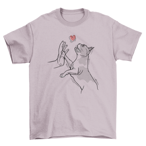 Bulldog Pet Love Line Art T-shirt