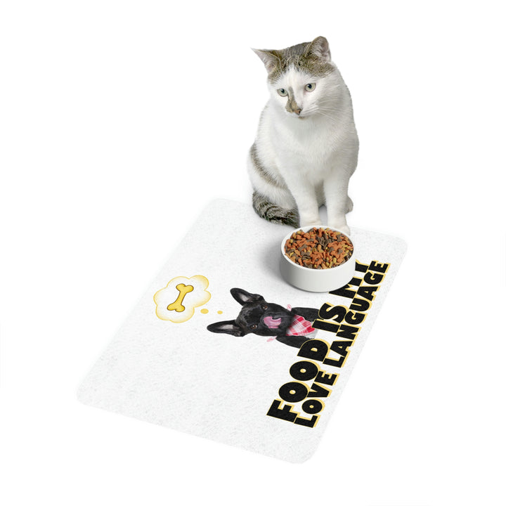 Food Is My Love Language French Bulldog Pet Food Mat (12x18)